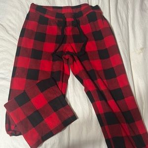 Red and black plaid pajama pants
